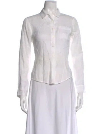 Pre-owned Reformation Linen Long Sleeve Blouse In White