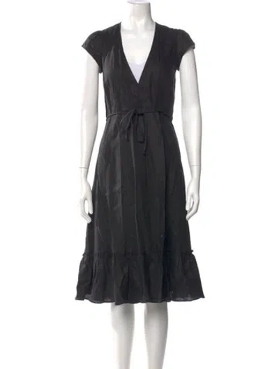 Pre-owned Reformation Linen Midi Length Dress In Black