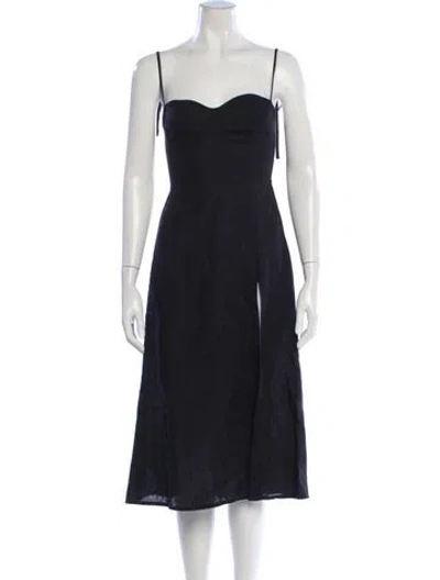 Pre-owned Reformation Linen Midi Length Dress In Black