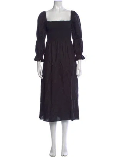 Pre-owned Reformation Linen Midi Length Dress In Black