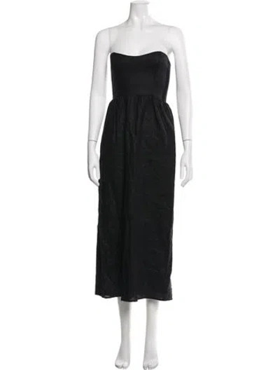 Pre-owned Reformation Linen Midi Length Dress In Black