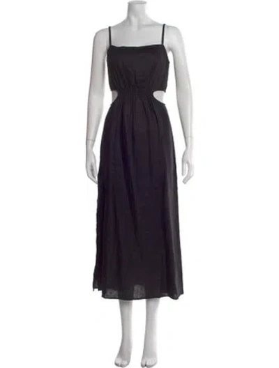 Pre-owned Reformation Linen Midi Length Dress In Black
