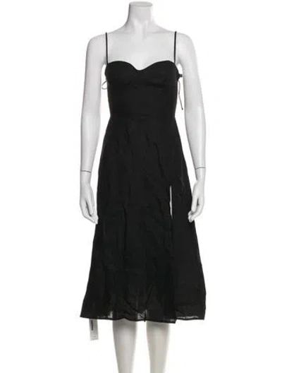 Pre-owned Reformation Linen Midi Length Dress In Black