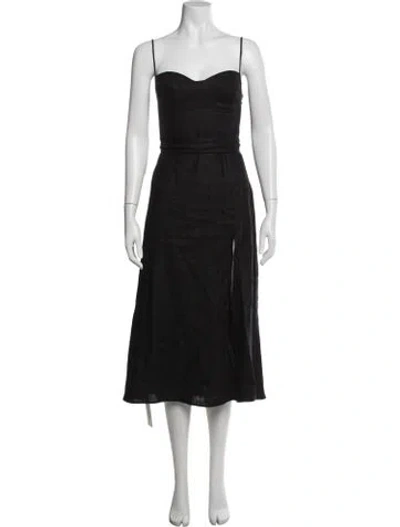 Pre-owned Reformation Linen Midi Length Dress In Black
