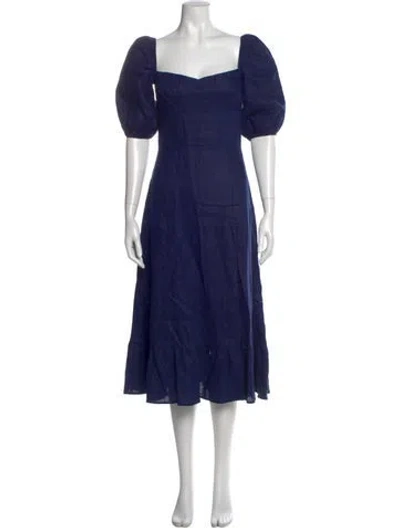 Pre-owned Reformation Linen Midi Length Dress In Blue