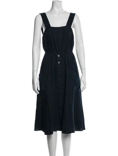 Pre-owned Reformation Linen Midi Length Dress In Blue