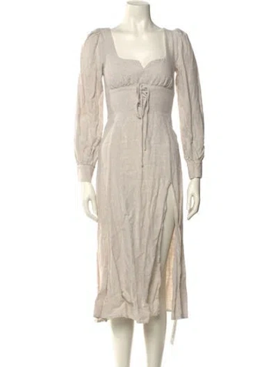 Pre-owned Reformation Linen Midi Length Dress In Neutral