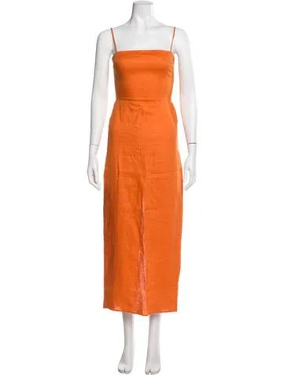 Pre-owned Reformation Linen Midi Length Dress In Orange