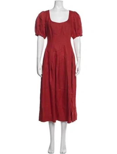 Pre-owned Reformation Linen Midi Length Dress In Orange