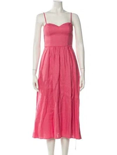 Pre-owned Reformation Linen Midi Length Dress In Pink