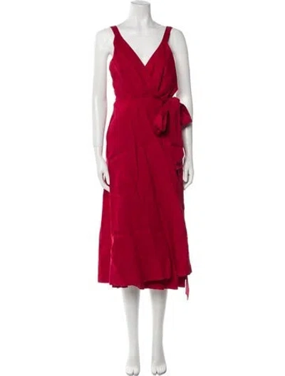 Pre-owned Reformation Linen Midi Length Dress In Red