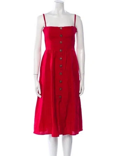 Pre-owned Reformation Linen Midi Length Dress In Red