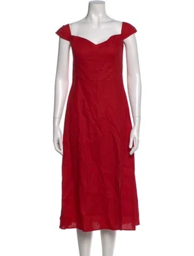 Pre-owned Reformation Linen Midi Length Dress In Red
