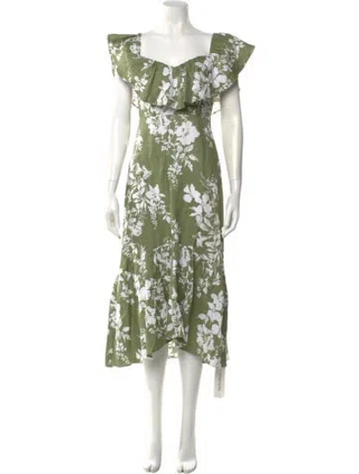 Pre-owned Reformation Linen Midi Length Dress W/ Tags In Green