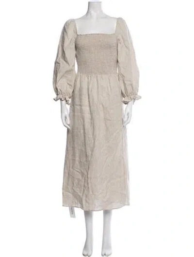 Pre-owned Reformation Linen Midi Length Dress W/ Tags In Neutrals