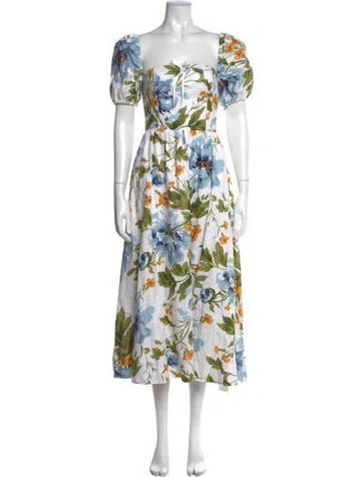 Pre-owned Reformation Linen Midi Length Dress W/ Tags In White