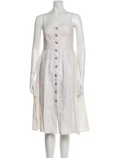 Pre-owned Reformation Linen Midi Length Dress In White