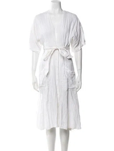 Pre-owned Reformation Linen Midi Length Dress In White