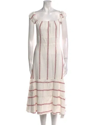 Pre-owned Reformation Linen Midi Length Dress In White