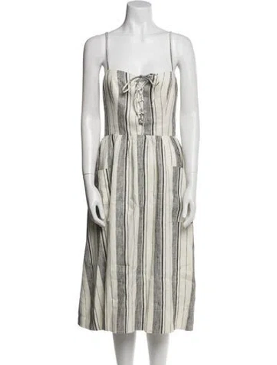 Pre-owned Reformation Linen Midi Length Dress In White