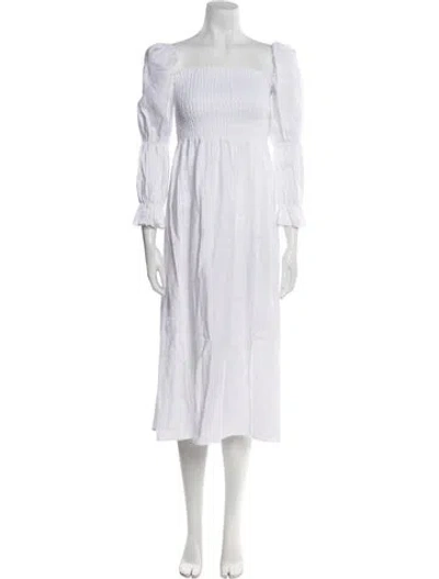 Pre-owned Reformation Linen Midi Length Dress In White