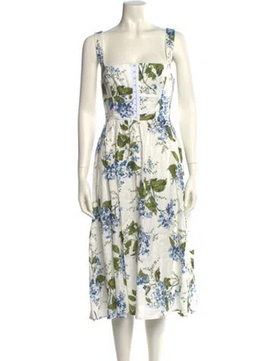 Pre-owned Reformation Linen Midi Length Dress In White