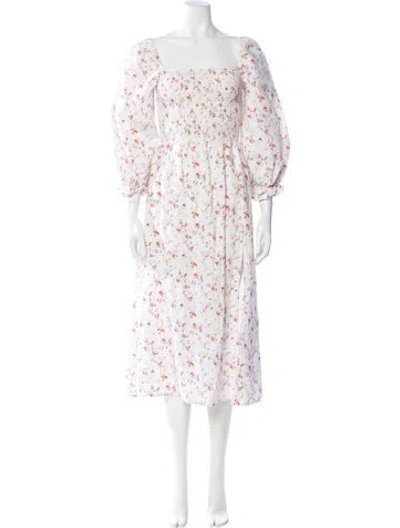 Pre-owned Reformation Linen Midi Length Dress In White