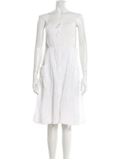 Pre-owned Reformation Linen Midi Length Dress In White