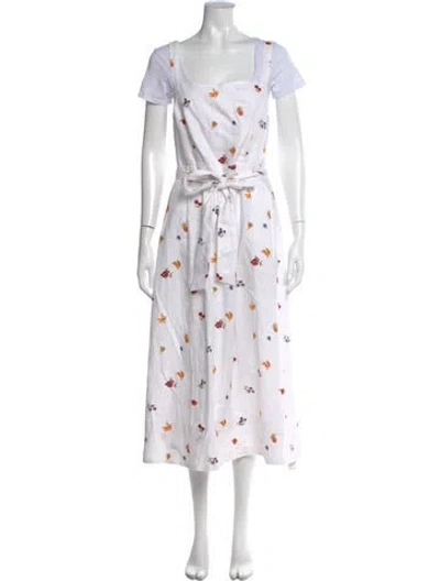 Pre-owned Reformation Linen Midi Length Dress In White