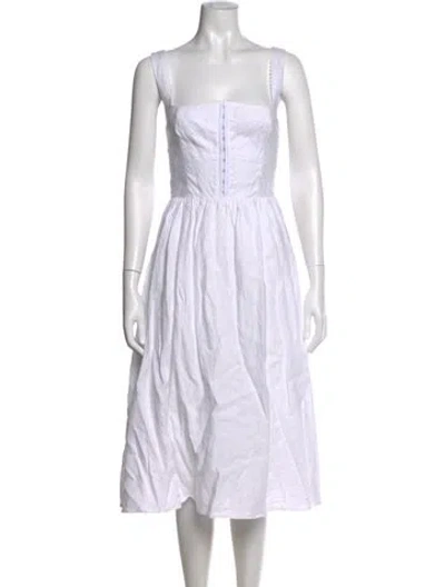 Pre-owned Reformation Linen Midi Length Dress In White