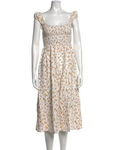 Pre-owned Reformation Linen Midi Length Dress In White