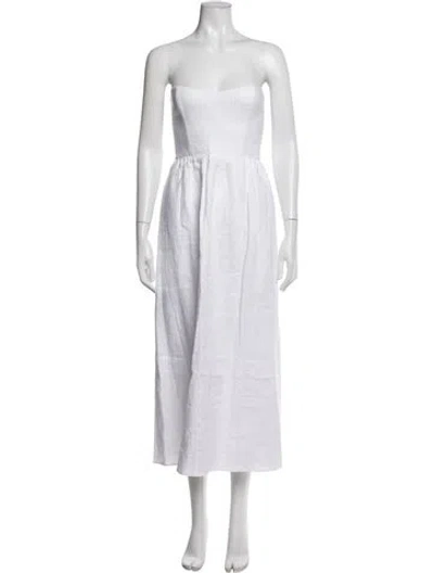 Pre-owned Reformation Linen Midi Length Dress In White