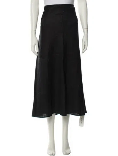 Pre-owned Reformation Linen Midi Length Skirt In Black