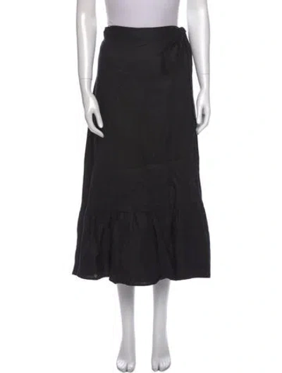 Pre-owned Reformation Linen Midi Length Skirt In Black