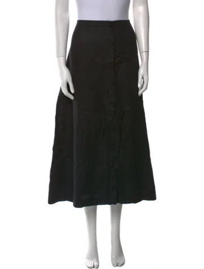 Pre-owned Reformation Linen Midi Length Skirt In Black