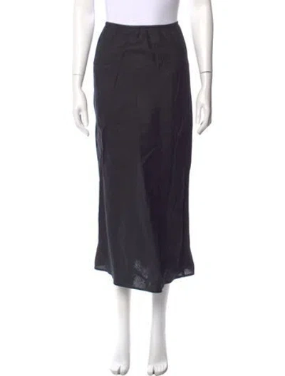 Pre-owned Reformation Linen Midi Length Skirt In Black
