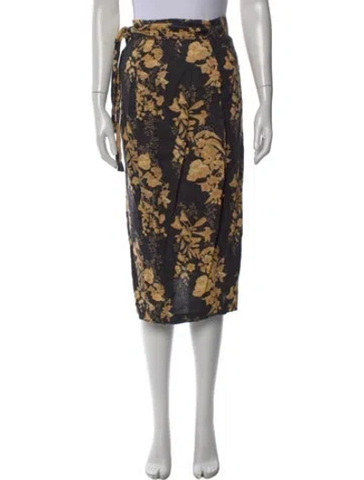 Pre-owned Reformation Linen Midi Length Skirt In Black