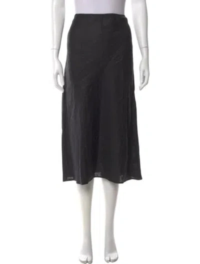 Pre-owned Reformation Linen Midi Length Skirt In Black