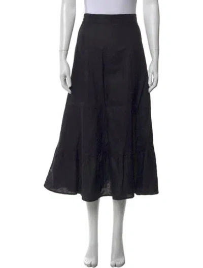 Pre-owned Reformation Linen Midi Length Skirt In Black