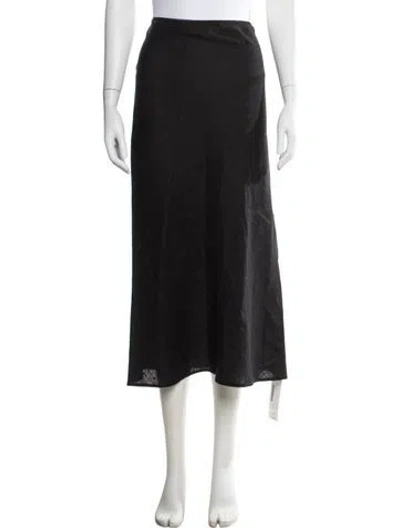 Pre-owned Reformation Linen Midi Length Skirt In Black