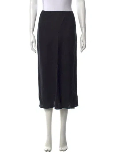 Pre-owned Reformation Linen Midi Length Skirt In Black