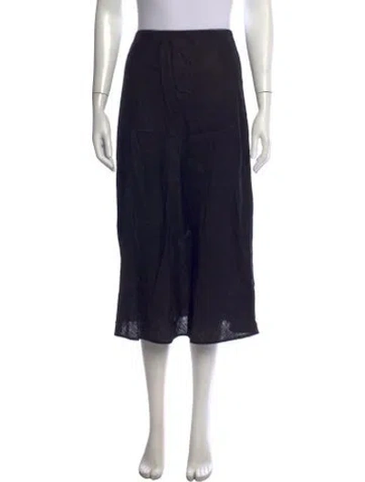 Pre-owned Reformation Linen Midi Length Skirt In Black