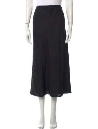 Pre-owned Reformation Linen Midi Length Skirt In Black