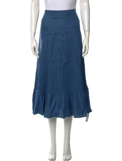 Pre-owned Reformation Linen Midi Length Skirt In Blue