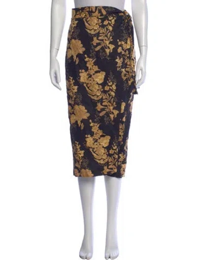 Pre-owned Reformation Linen Midi Length Skirt In Blue