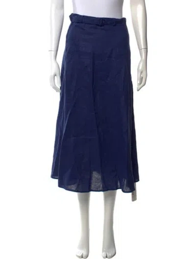 Pre-owned Reformation Linen Midi Length Skirt In Blue