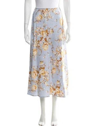 Pre-owned Reformation Linen Midi Length Skirt In Blue