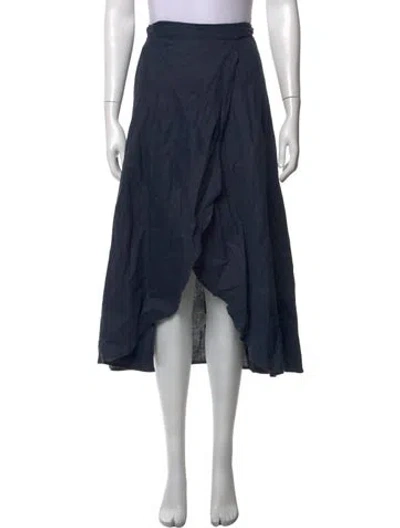 Pre-owned Reformation Linen Midi Length Skirt In Blue