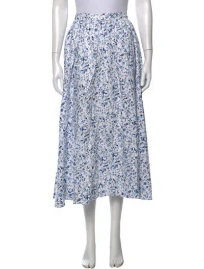 Pre-owned Reformation Linen Midi Length Skirt In Blue/white