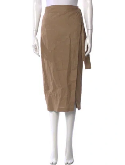 Pre-owned Reformation Linen Midi Length Skirt In Brown